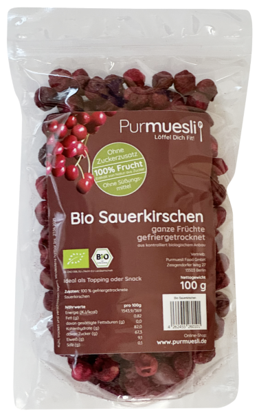 Bio Sauerkirschen gefriergetrocknet 100g (ganze Früchte)